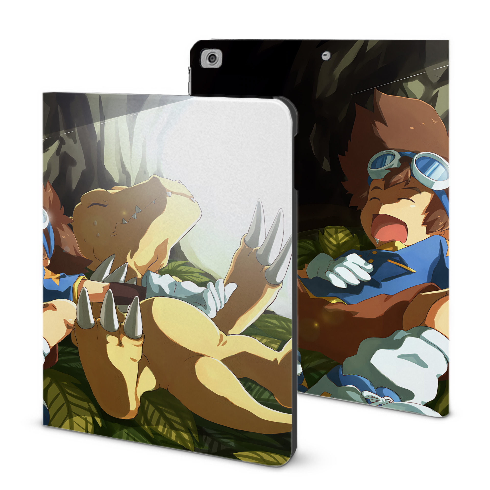 （画像用） Digimon デジタルモンスター/デジモン IPad ケース ブック型 PUレザー TPU 耐衝撃 軽量 薄型 ペン収納なし 全面保護 IPad 各モデル対応